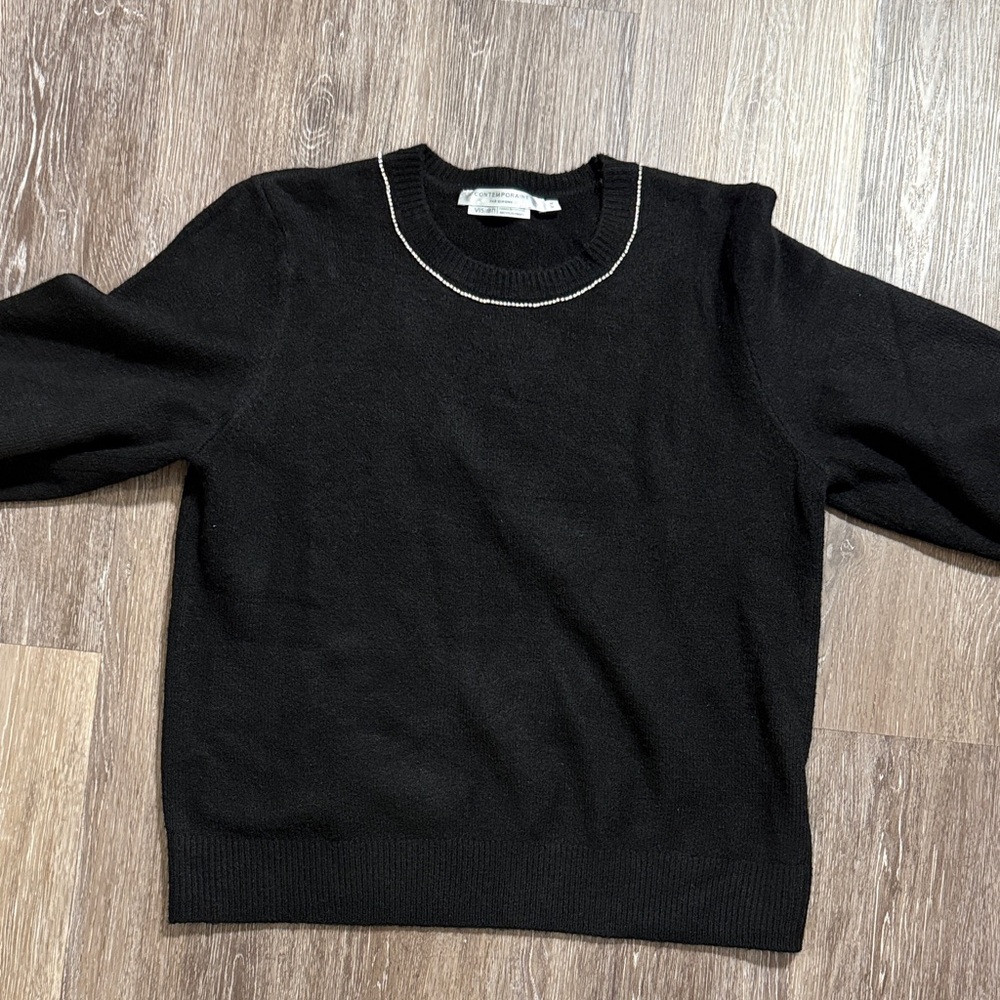 Comtemporaine Black Short Sleeve Sweater M